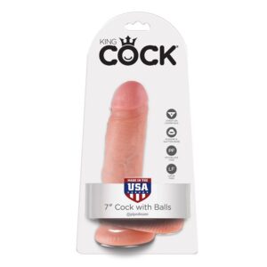 Vigoroso KING COCK - 7 CARNE DE DILDO COM BOLAS 17.8 CM