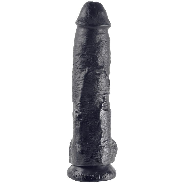 Vigoroso KING COCK - DILDO PRETO COM BOLAS 25.4 CM