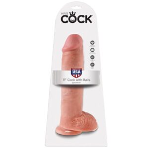 Vigoroso KING COCK - 11 CARNE DE DILDO COM BOLAS 28 CM