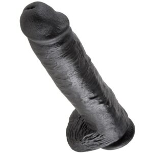 Vigoroso KING COCK - DILDO PRETO COM BOLAS 28 CM