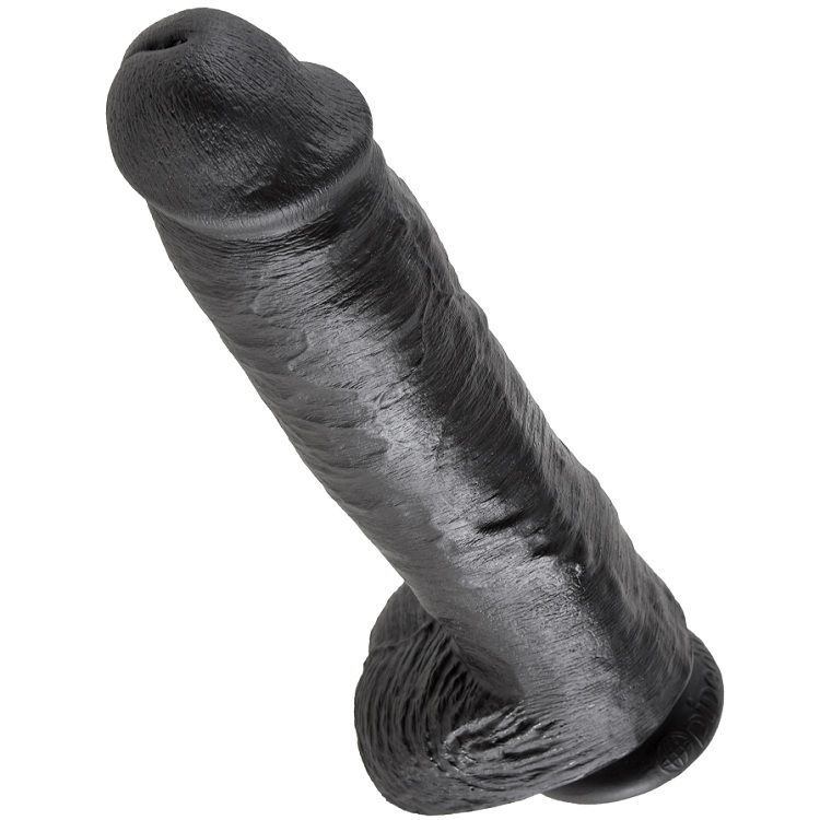 Vigoroso KING COCK - DILDO PRETO COM BOLAS 28 CM
