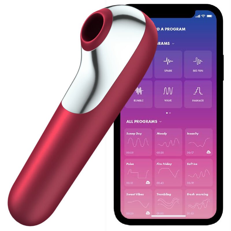 Vigoroso SATISFYER - VIBRADOR E SUCCIONADOR DUAL LOVE COM AR PULSADO VERMELHO