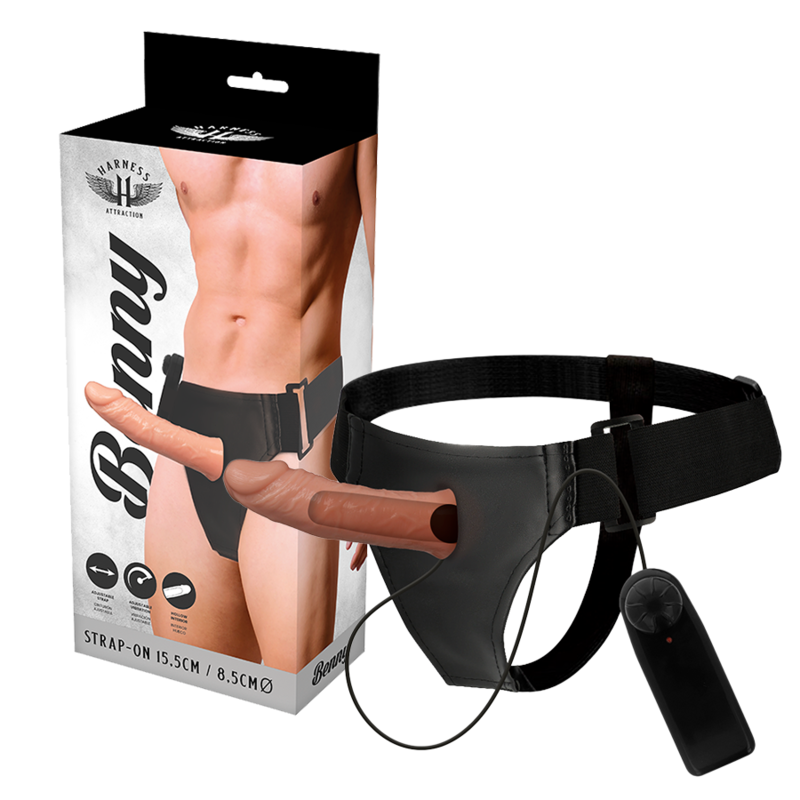 Vigoroso HARNESS ATTRACTION - RNES HOLLOW BENNY COM VIBRADOR 15 CM -O- 4.5 CM