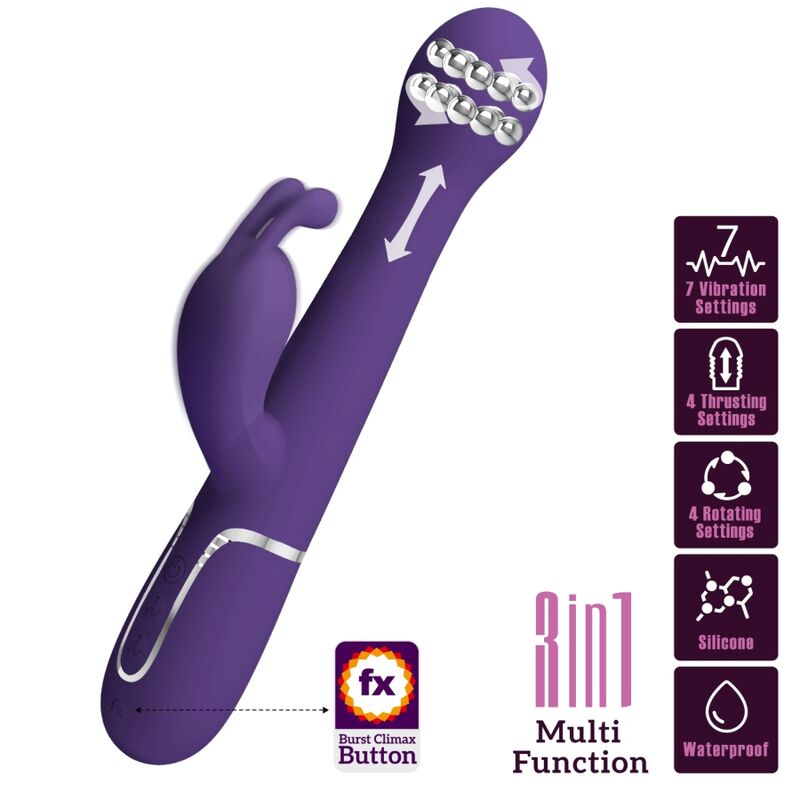 Vigoroso PRETTY LOVE - DEJON VIBRADOR COELHO 3 EM 1 MULTIFUNO ROXO