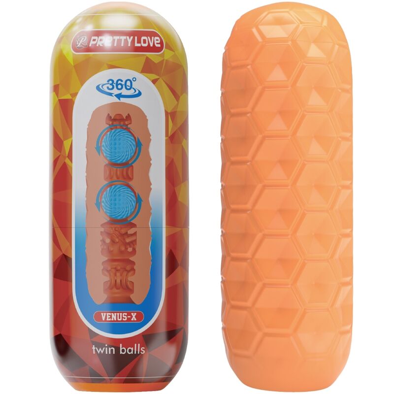 Vigoroso PRETTY LOVE - TWIN BALLS MASTURBADOR MASCULINO LARANJA