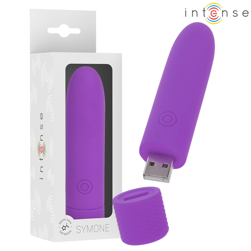 Vigoroso INTENSE - SYMONE USB RECARREGÁVEL VIBRATÓRIA BULLET 8 VIBRAÇÕES ROXO 10 X 2