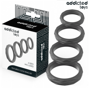 Vigoroso ADDICTED TOYS - CONJUNTO DE ANÉIS PENIANOS TEXTURIZADOS - 4 TAMANHOS