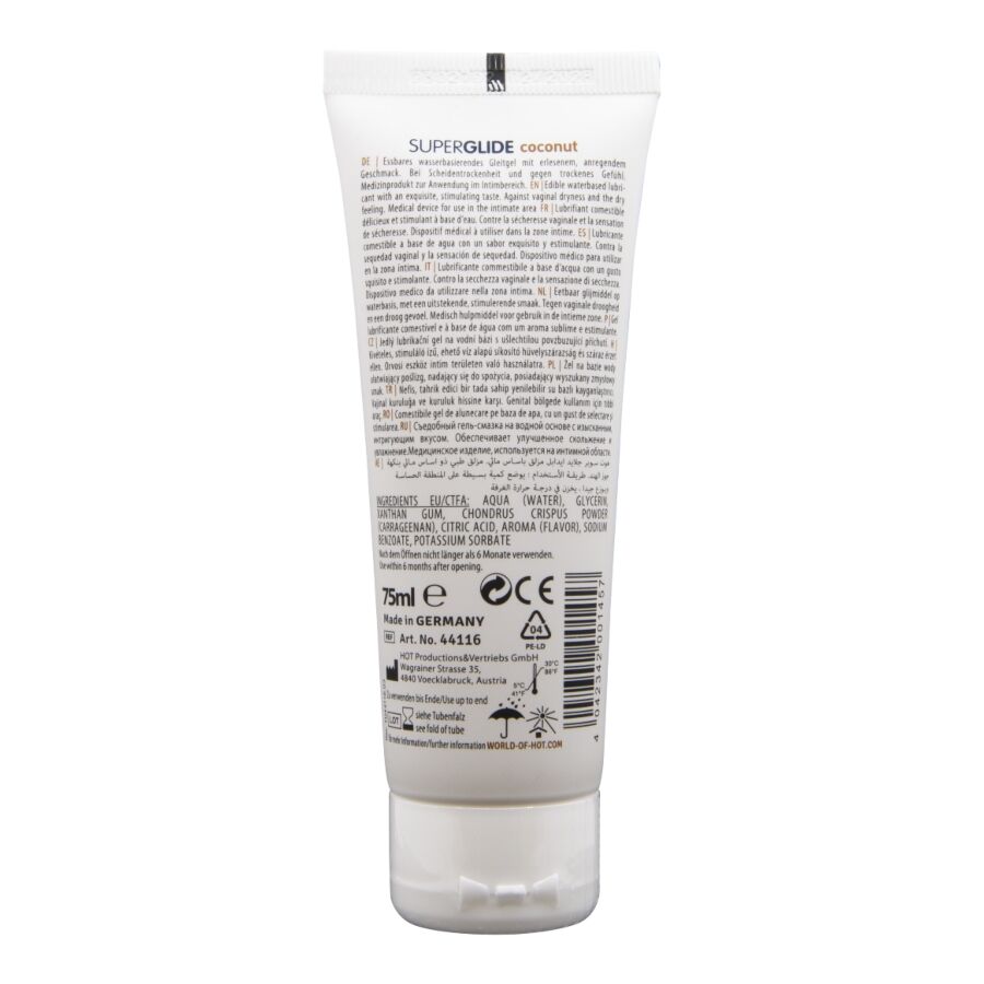 HOT - SUPERGLIDE LUBRIFICANTE COMESTÍVEL À BASE DE ÁGUA COM COCO 75 ML - Image 2