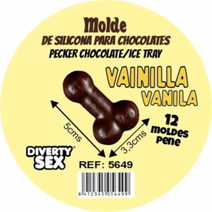 vVigoroso DIABLO PICANTE - FORMA DE CHOCOLATE COM 12 PÊNIS DE SILICONE PARA PENDURAR - BAUNILHA