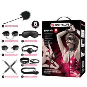vVigoroso PRETTY LOVE - KIT BDSM DE 8 PEÇAS PRETO
