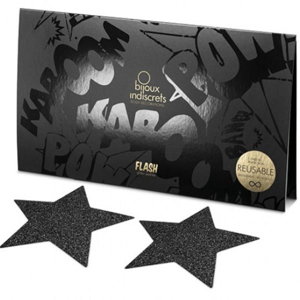 BIJOUX - INDISCRETS BLACK STAR FLASH NIPPLE CAPS - Image 3