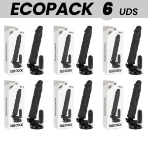 Vigoroso ECOPACK 6 UNIT - BASECOCK CONTROLE REMOTO VIBRADOR REALÍSTICO PRETO 21 CM -O- 4 CM