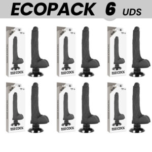 Vigoroso ECOPACK 6 UNIT - BASECOCK VIBRADOR REALÍSTICO 2-1 PRETO 18.5 CM -O- 4 CM