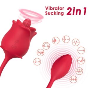 Vigoroso ARMONY - ESTIMULADOR DE SUCÇÃO E VIBRADOR 2 EM 1 ROSA 10 MODOS COM CAUDA VERMELHA