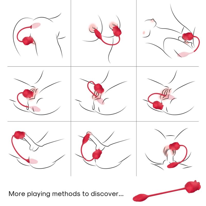 ARMONY - ESTIMULADOR DE SUCÇÃO E VIBRADOR 2 EM 1 ROSA 10 MODOS COM CAUDA VERMELHA - Image 2