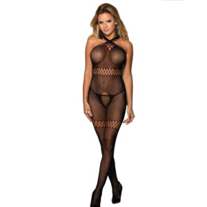 vVigoroso SUBBLIME - 951948 BODYSTOCKING DE REDE COM ALAS DE PESCOO CRUZADAS PRETO TAMANHO ÚNICO