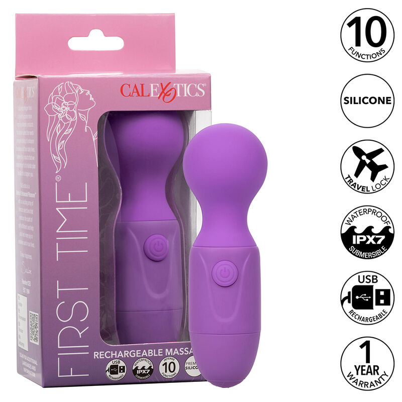 Vigoroso CALEXOTICS - FIRST TIME MASSAGEADOR RECARREGÁVEL 10 VIBRAÇÕES ROXO