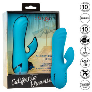 Vigoroso CALEXOTICS - SUNSET BEACH SEDUCER VIBRADOR E ESTIMULADOR 10 FUNÇÕES AZUL