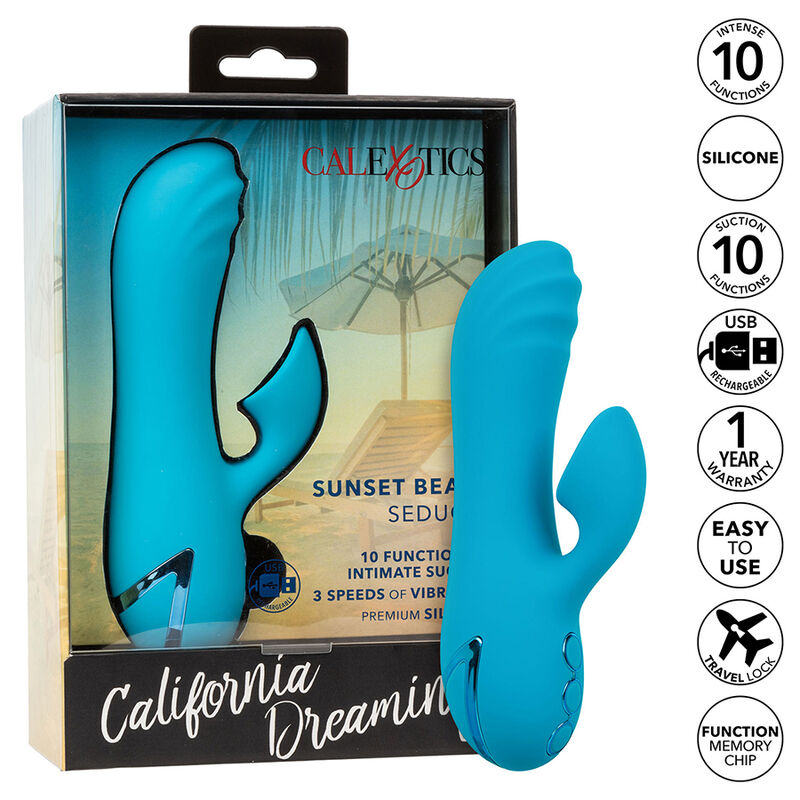 Vigoroso CALEXOTICS - SUNSET BEACH SEDUCER VIBRADOR E ESTIMULADOR 10 FUNÇÕES AZUL