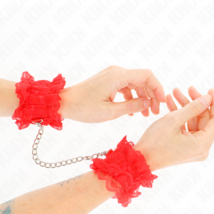 vVigoroso KINK - PUNHOS ELÁSTICOS DE RENDA VERMELHO