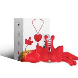 Vigoroso ARMONY - GRAMPOS MAGNÉTICOS PARA MAMILOS COM VIBRAÇÃO FORMATO BORBOLETA VERMELHO