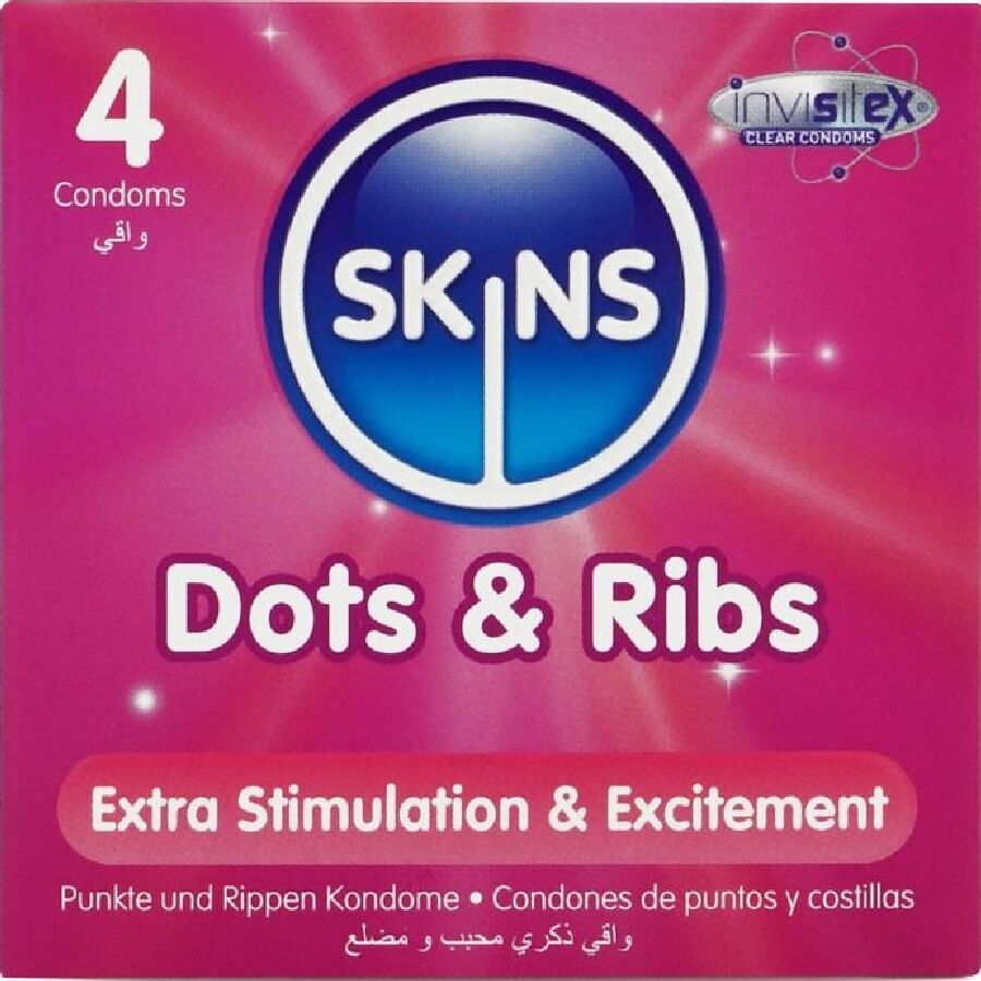 Vigoroso - SKINS - DOTS & RIBS PREMIUM PRESERVATIVOS PACOTE 4