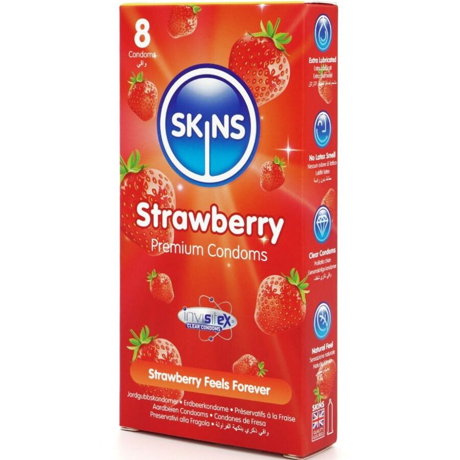 SKINS - PRESERVATIVOS PREMIUM DE MORANGO - PACOTE COM 8 - Image 2