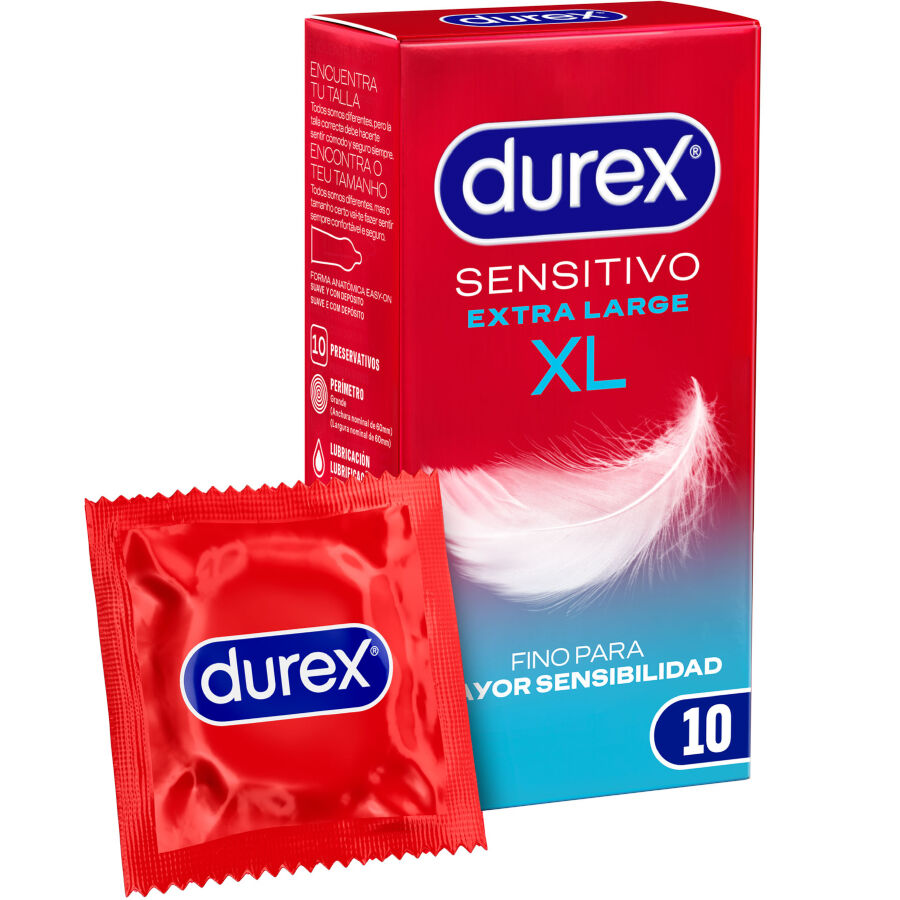 Vigoroso - DUREX - PRESERVATIVOS SENSITIVE XL EXTRA LONGO 10 UNIDADES