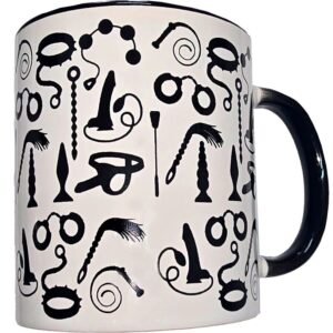 vVigoroso DIABLO PICANTE - CANECA BONDAGE BRANCA COM ALÇA PRETA 370 ML