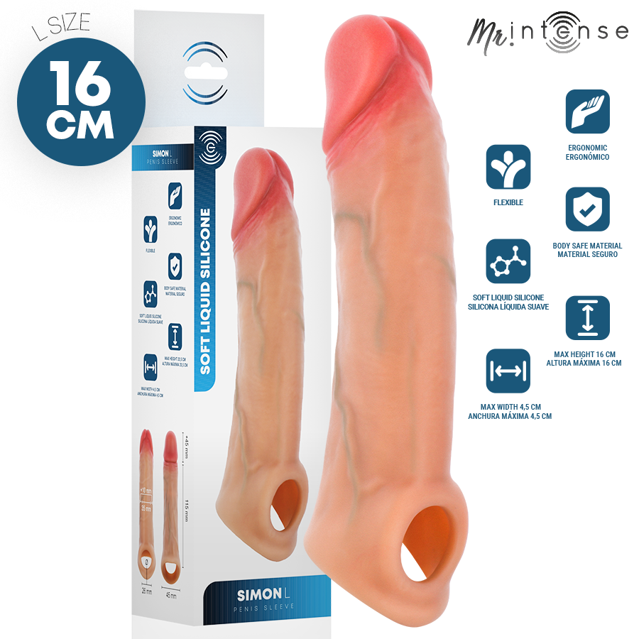 Vigoroso MR INTENSE - CAPA DE SILICONE PARA PÊNIS SIMON L 16 CM -Ø- 4