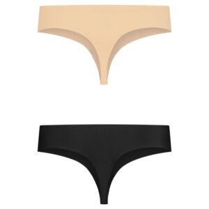 vVigoroso BYE-BRA - PACK 2 TANGAS INVISIBLES BEIGE Y NEGRO TALLA S