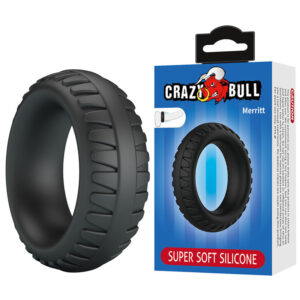 Vigoroso CRAZY BULL - ANEL PENIANO DE SILICONE TEXTURIZADO MERRITT PRETO