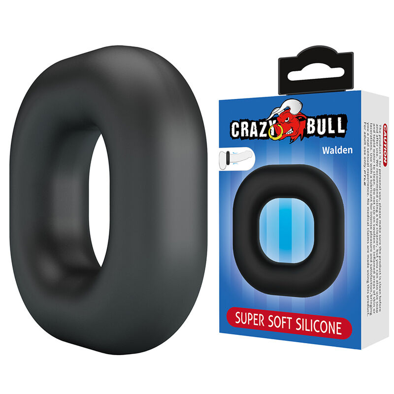 Vigoroso CRAZY BULL - ANEL PENIANO DE SILICONE SUPER MACIO WALDEN PRETO