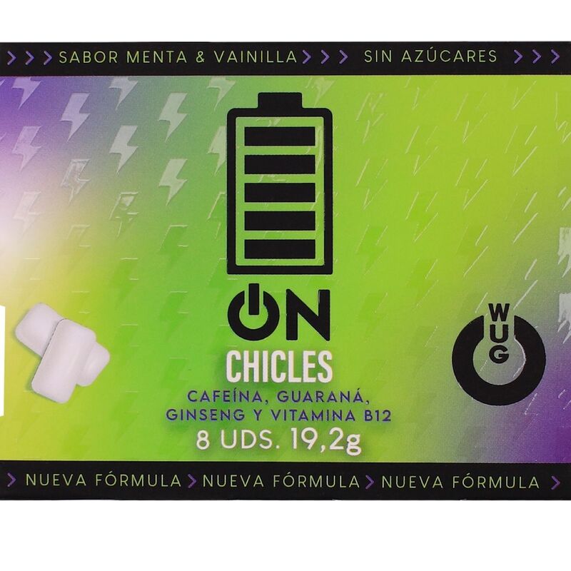 vVigoroso WUG on – Energia instantânea em formato de goma de mascar. Cartela com 8 unidades.