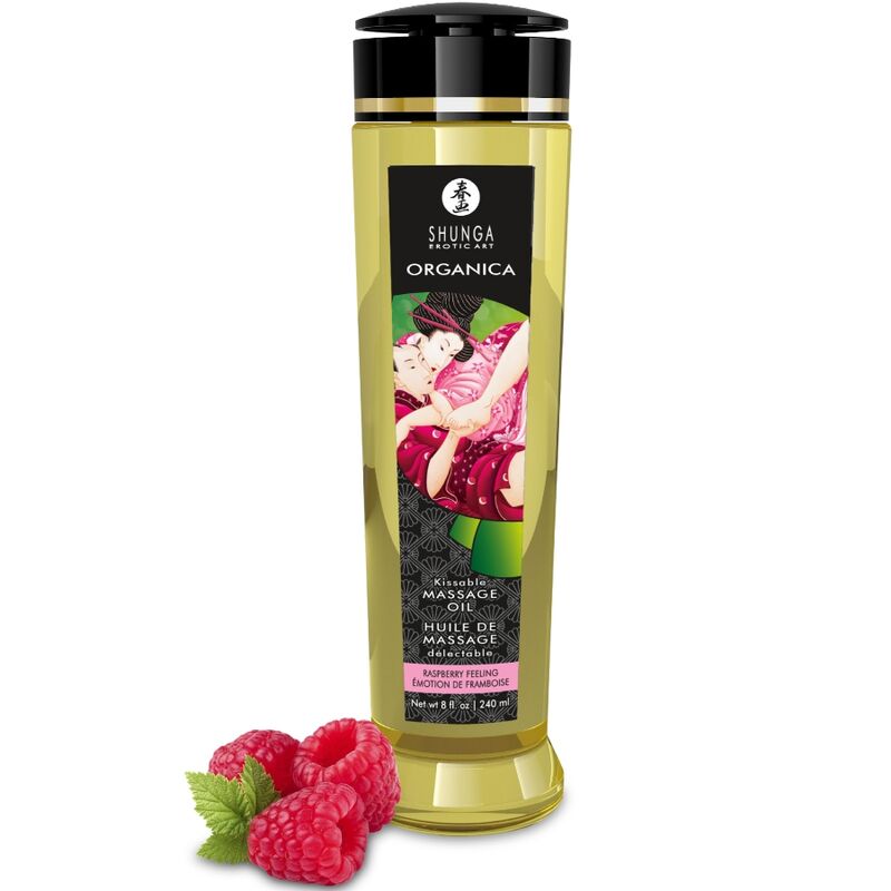 vVigoroso SHUNGA - ÓLEO DE MASSAGEM ORGÂNICO COM AROMA DE FRAMBOESA 240 ML
