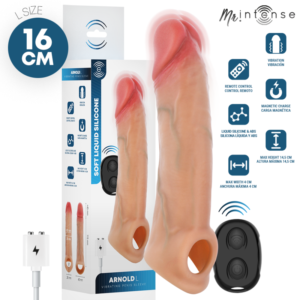 Vigoroso MR INTENSE - CAPA DE SILICONE PARA PÊNIS VIBRADOR ARNOLD L COM CONTROLE REMOTO 16 CM -Ø- 4
