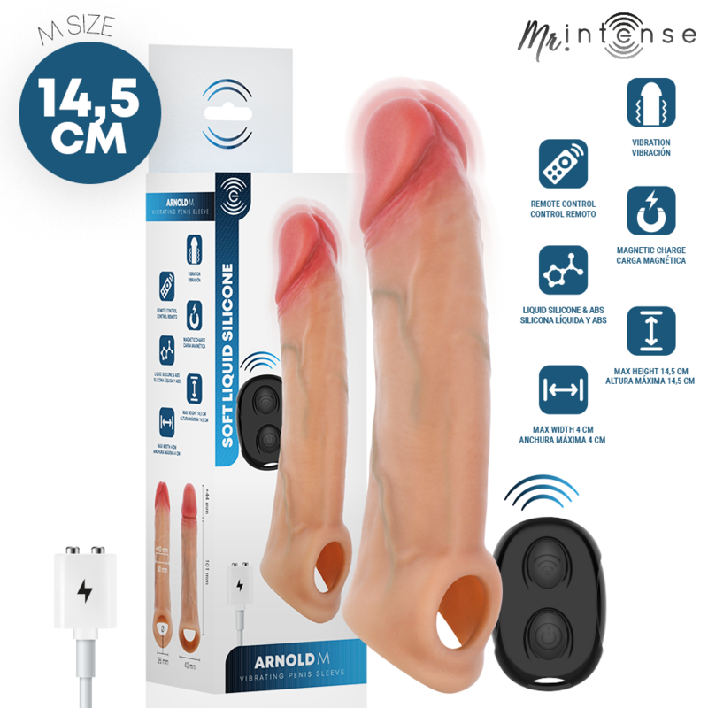 Vigoroso MR INTENSE - CAPA DE SILICONE PARA PÊNIS COM VIBRADOR ARNOLD M E CONTROLE REMOTO 14