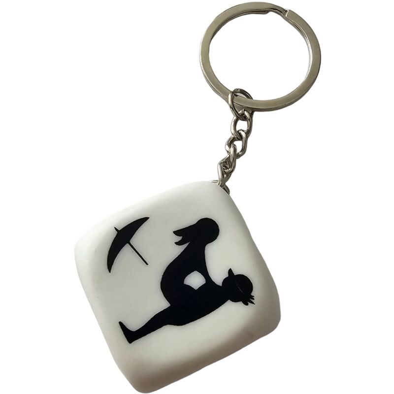 vVigoroso DIABLO PICANTE - CHAVEIRO DADO BRANCO COM POSES