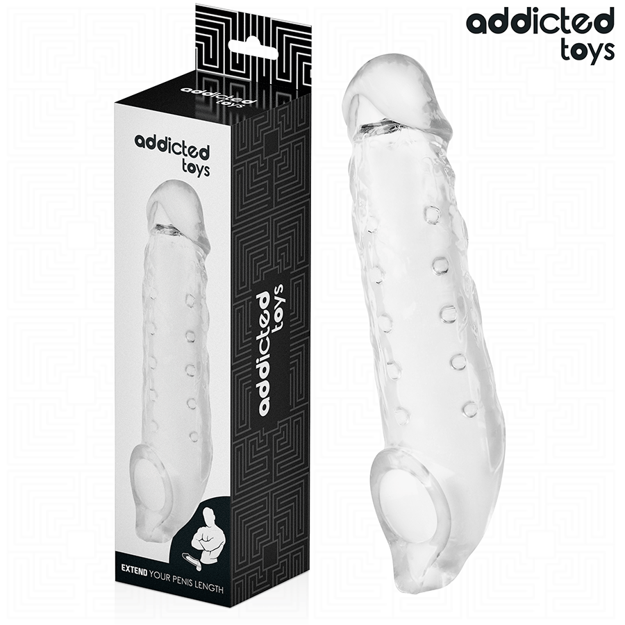 Vigoroso ADDICTED TOYS - BAINHA DE PÊNIS TRANSPARENTE TAMANHO M 27 CM