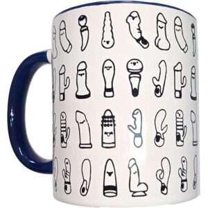 vVigoroso DIABLO PICANTE - CANECA VIBRADORA BRANCA COM ALÇA AZUL 370 ML