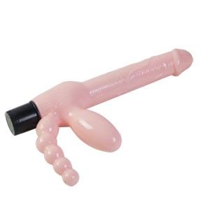 Vigoroso BAILE - ARNÊS SEM CORDA TPR COM VIBRAO E ESTIMULAO ANAL 25.4 CM