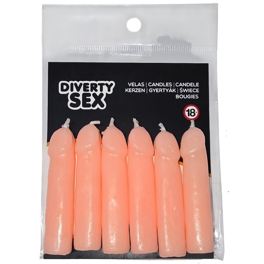 vVigoroso DIABLO PICANTE - 6 VELAS EM FORMA DE PÊNIS DE CARNE