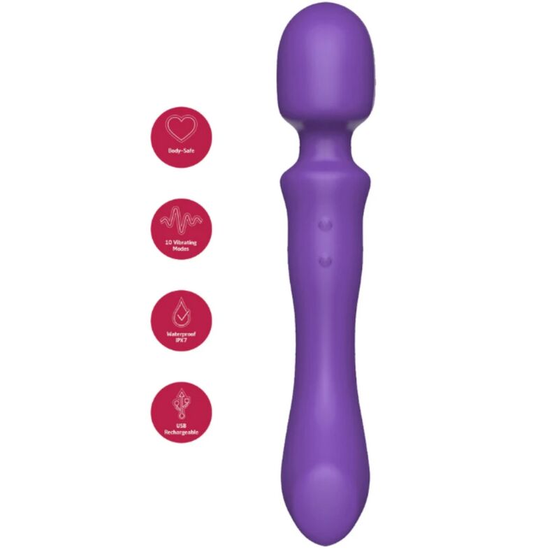 Vigoroso SHE.E.O - VARINHA MASSAGEADORA VIBRATÓRIA DE DUAS PONTAS ROXA