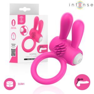 Vigoroso INTENSE - ANEL PENIANO VIBRATÓRIO HOPPS COM ESTIMULAÇÃO CLITÓRICA ROSA