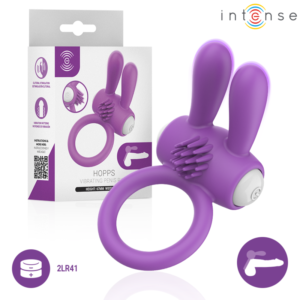 Vigoroso INTENSE - ANEL PENIANO VIBRATÓRIO HOPPS COM ESTIMULAÇÃO CLITÓRICA ROXO