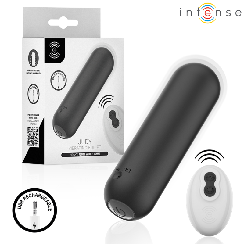Vigoroso INTENSE - JUDY VIBRADOR BULLET RECARREGÁVEL COM CONTROLE REMOTO PRETO