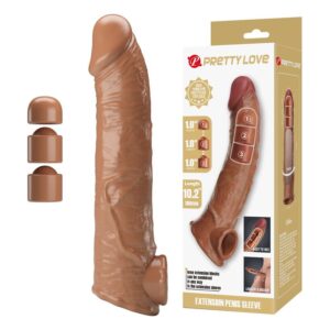 Vigoroso PRETTY LOVE - MANGA EXTENSORA DE PÊNIS AJUSTÁVEL 26 CM Ø 4 CM MARROM