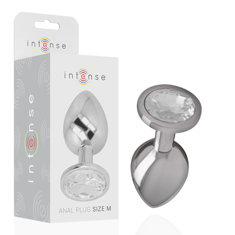 vVigoroso INTENSE - PLUG ANAL DE METAL DE ALUMÍNIO COM CRISTAL PRATA TAMANHO M