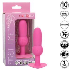 Vigoroso CALEXOTICS - FIRST TIME PLUG ANAL SONDA DE CONTAS 10 VIBRAÇÕES ROSA
