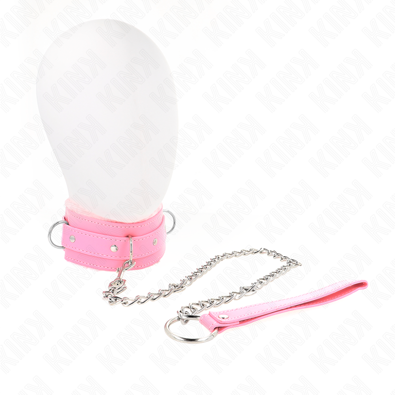 vVigoroso KINK - COLAR COM TRELA 65 CM COM RESTRIÇÕES ROSA 36-42 CM X 5